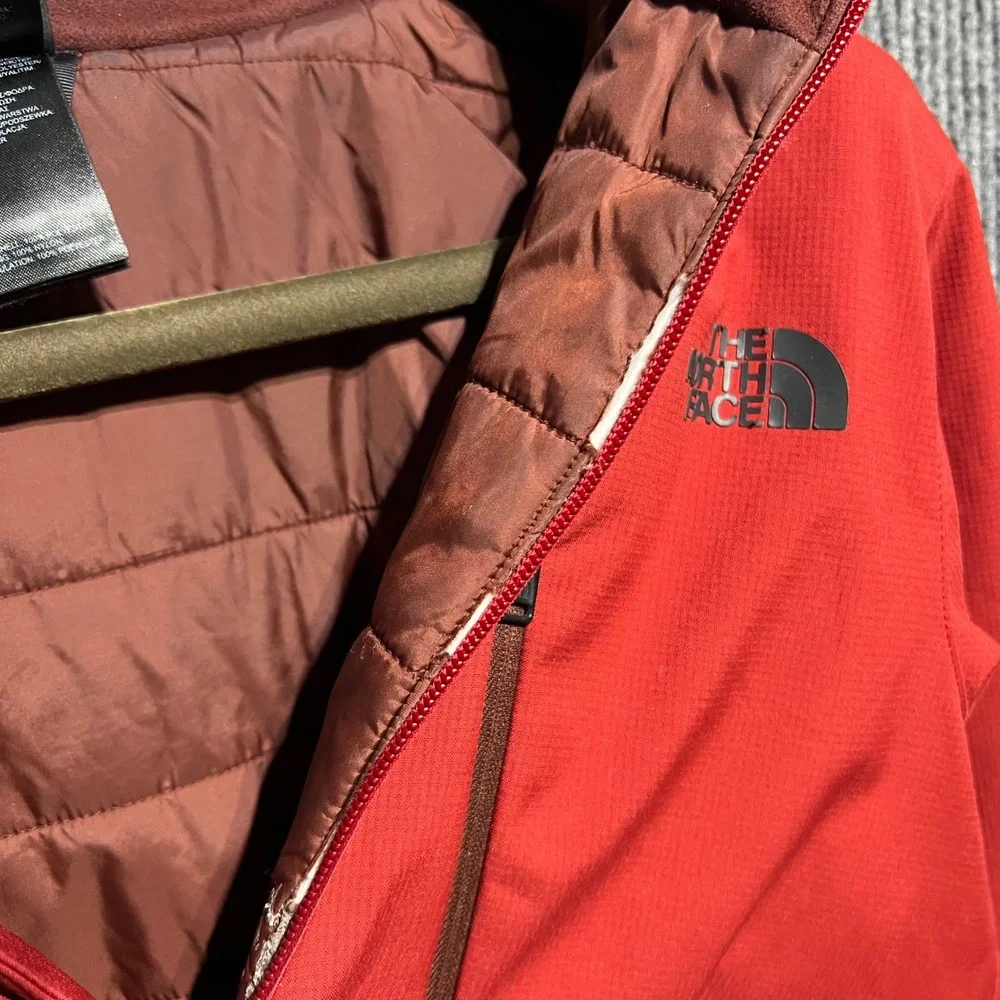 The North Face Puffer Jacket Mens Small Red Hooded Insulated Full Zip Gorpcore